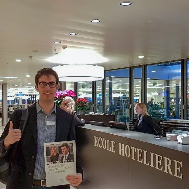 Filippo Battiti all'Ecole Hôtelière de Lausanne, dicembre 2019