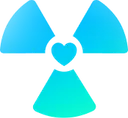 Logo de L'Avvocato dell'Atomo: simbolo della radioattività con un cuore al centro