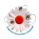 Logo del Comitato Nucleare e Ragione: margherita con api in orbita