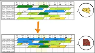 Esempio RoomTetris: prima un'agenda hotel frammentata come una groviera, dopo compatta come un muro di mattoni